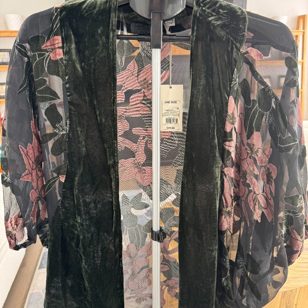 A New Day black floral burnout duster jacket